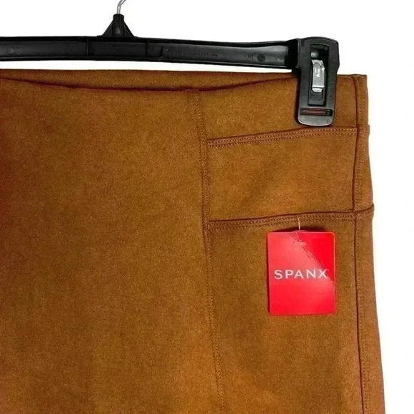 SPANX Faux Suede Leggings High Rise Rich Caramel Size Medium - Picture 6 of 12